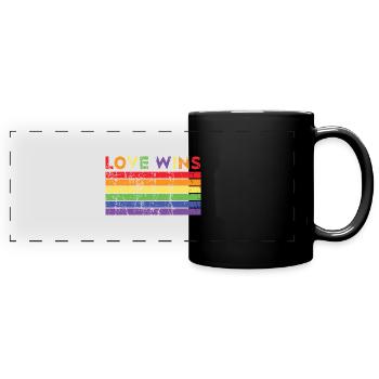 L’amour gagne LGBT Gay Transsexuel - Mug panoramique uni - noir - Devant