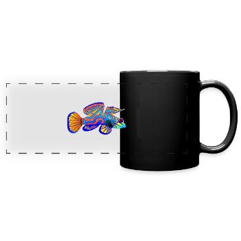Psychedelischer Mandarinfisch: Ozeanische Kunst - Panorama-Tasse farbig - Schwarz - Vorne
