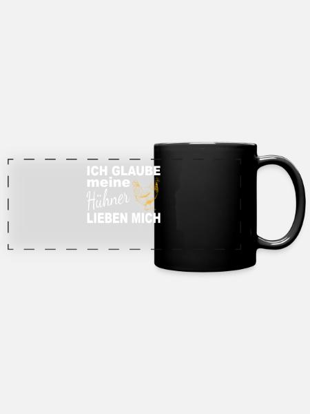 Huhn Bauernhof Geschenkidee - Panorama-Tasse farbig - Schwarz