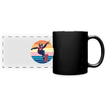 Monkey gorilla skateboard fear - Full Colour Panoramic Mug - black - Front