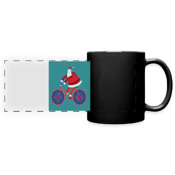 Santas Fahrradtour - Panorama-Tasse farbig - Schwarz - Vorne