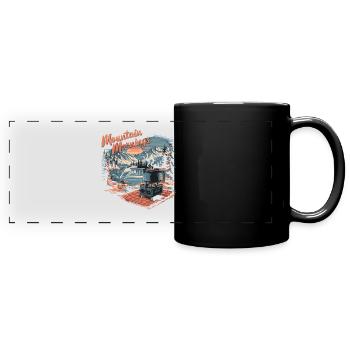Morning in the mountains, picnic at the lake with - Full Colour Panoramic Mug - black - Front