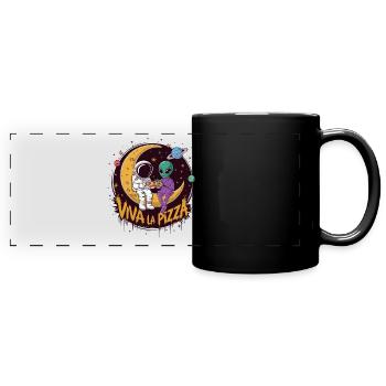 Astronaut Alien Pizza Viva La Pizza in the Universe - Full Colour Panoramic Mug - black - Front
