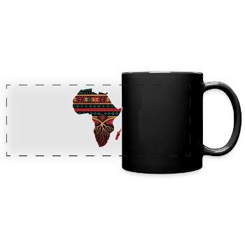 Carte de motif africain avec des racines - Mug panoramique uni - noir - Devant