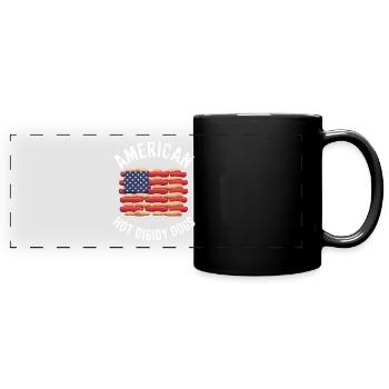 Américain Hot Digidy Dogs drapeau Design Cool Motif - Mug panoramique uni - noir - Devant