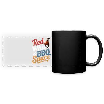 Rouge, blanc et sauce BBQ : plaisir au grill - Mug panoramique uni - noir - Devant