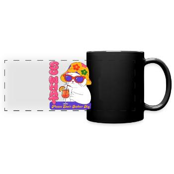 Chat en vacances - Mug panoramique uni - noir - Devant