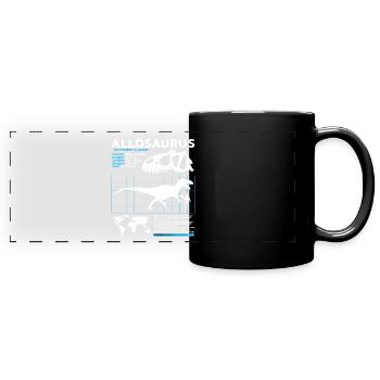 Allosaurus Datenblatt - Panorama-Tasse farbig - Schwarz - Vorne