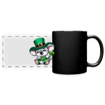 St. Patricks Day Koala Cartoon - Panorama-Tasse farbig - Schwarz - Vorne