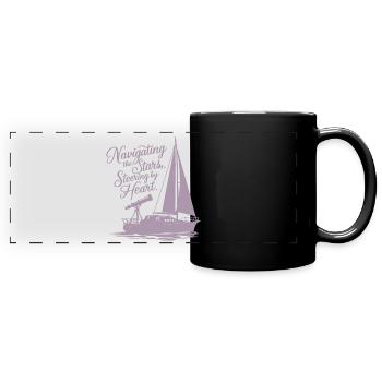 Voile, Voilier, Étoiles, Télescope - Mug panoramique uni - noir - Devant