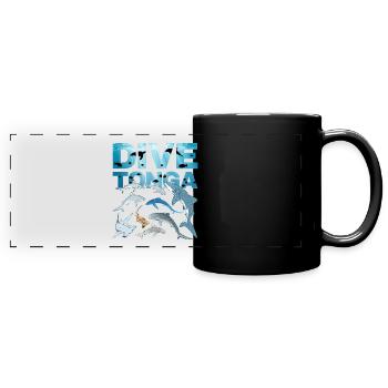 DIVE Tonga Shark Species Tiger Shark Whale Shark Blue Shark - Full Colour Panoramic Mug - black - Front