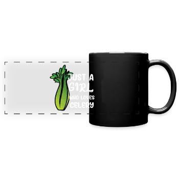 Just a girl who loves celery - Full Colour Panoramic Mug - black - Front