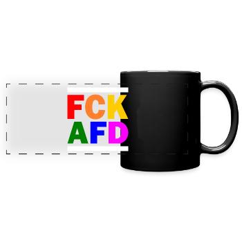 Fck afd - Panorama-Tasse farbig - Schwarz - Vorne