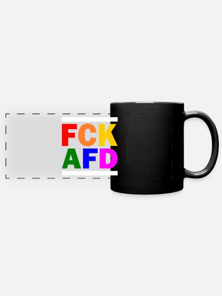 Fck afd - Panorama-Tasse farbig - Schwarz