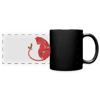 buchstabe j mit katze e 245 - Panorama-Tasse farbig - Schwarz - Vorne