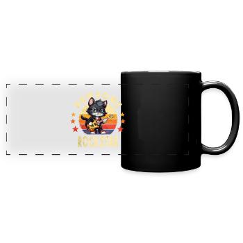Cat Animal Electric Guitar Guitarist Pawsome Rock Star - Full Colour Panoramic Mug - black - Front