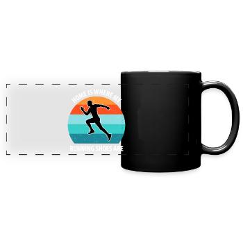 Joggen - Panorama-Tasse farbig - Schwarz - Vorne