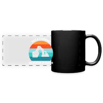 Excavatrice Excavatrice Conducteur Excavatrice Camion - Mug panoramique uni - noir - Devant