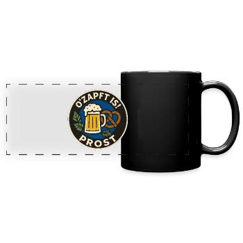 O’zapft est ! Conception de bières et de bretzels - Mug panoramique uni - noir - Devant