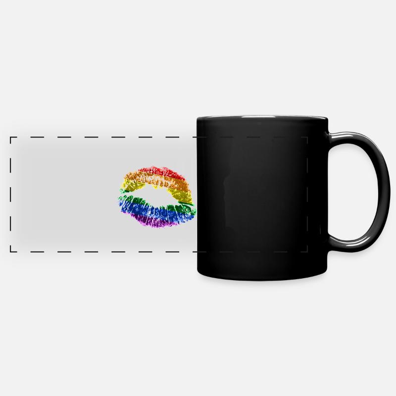 Regenbogenkuss - Panorama-Tasse farbig - Schwarz
