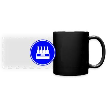 Bierflasche Kiste - Panorama-Tasse farbig - Schwarz - Vorne