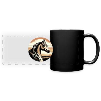 Art du cheval arabe - Mug panoramique uni - noir - Devant