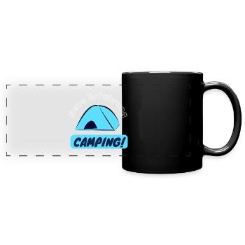 Neue Erfahrung - Camping! - Panorama-Tasse farbig - Schwarz - Vorne