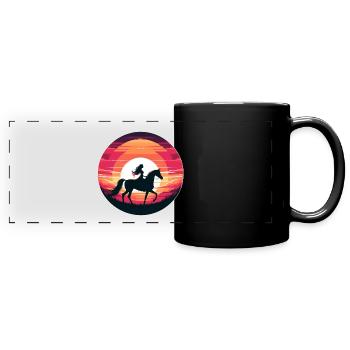 Fille de cheval arabe - Mug panoramique uni - noir - Devant