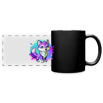 Bébé loup violet - Mug panoramique uni - noir - Devant
