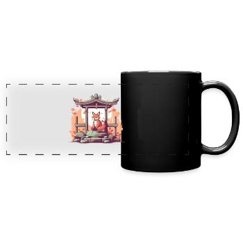 Fox Japan Inari Temple Kami Nippon Shinto - Full Colour Panoramic Mug - black - Front