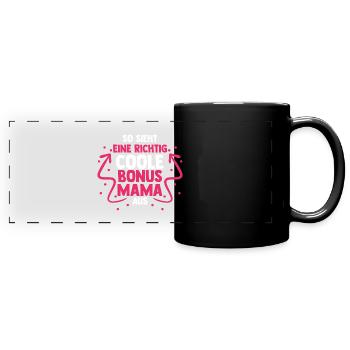 Stiefmutter Stiefmama Bonusmama - Panorama-Tasse farbig - Schwarz - Vorne