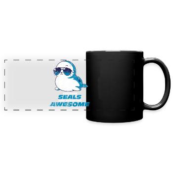 Robbe - Panorama-Tasse farbig - Schwarz - Vorne