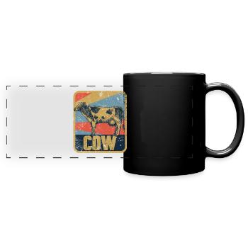 Kuh - Panorama-Tasse farbig - Schwarz - Vorne