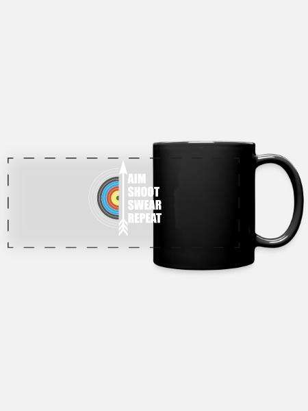 Bogenschießen Sport - Panorama-Tasse farbig - Schwarz