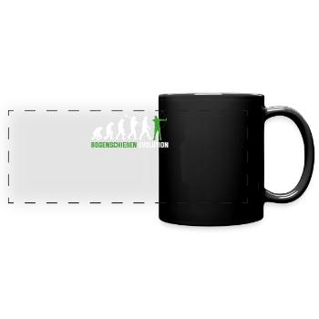 Bogenschießen Evolution - Panorama-Tasse farbig - Schwarz - Vorne