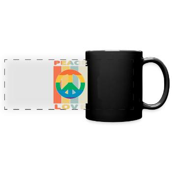 Hippie Peace Love and Rocknroll - Panorama-Tasse farbig - Schwarz - Vorne