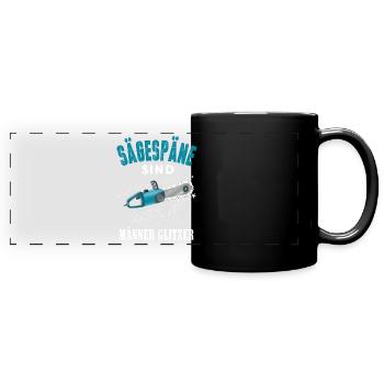 Holzfäller Kettensäge Baumfäller Gärtner - Panorama-Tasse farbig - Schwarz - Vorne