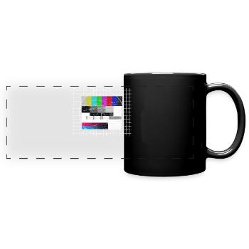 Test photo old school 70s television 80s retro devise - Mug panoramique uni - noir - Devant