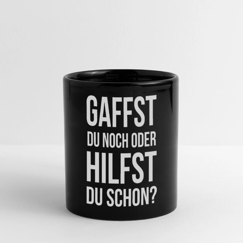 Gaffst du noch oder hilfst du schon? Panorama-Tasse farbig