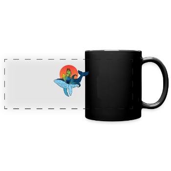 La baleine et la sirène Design - Mug panoramique uni - noir - Devant
