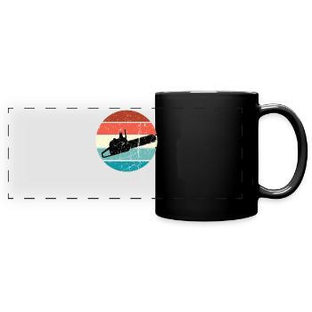 Bûcheron forestier bois scie à chaîne - Mug panoramique uni - noir - Devant