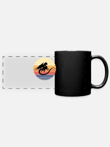 Drache Fabelwesen Echse - Panorama-Tasse farbig - Schwarz