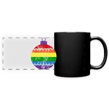 Regenbogen Weihnachtskugel Queer Gay Pride - Panorama-Tasse farbig - Schwarz - Vorne