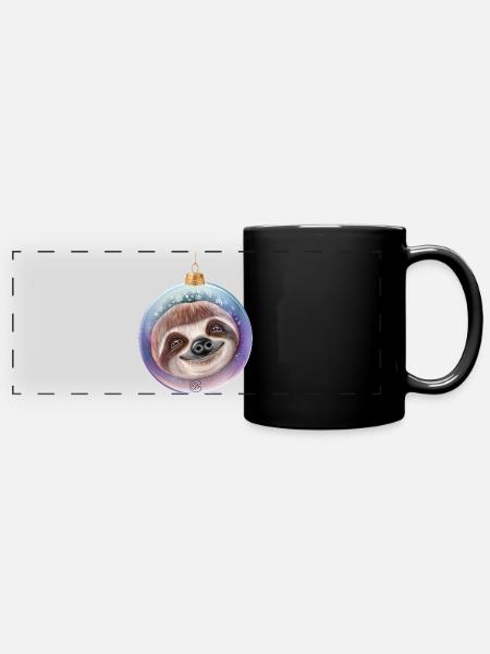 Weihnachten Faultier Weihnachtskugel Santa - Panorama-Tasse farbig - Schwarz
