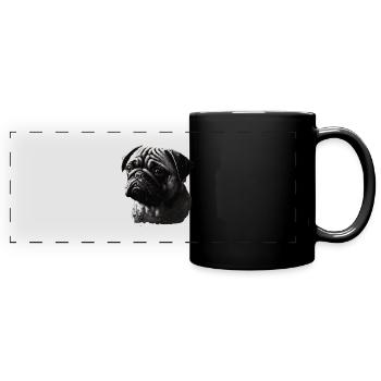 Mops-schablonen-design Weiß Und Schwarz - Panorama-Tasse farbig - Schwarz - Vorne