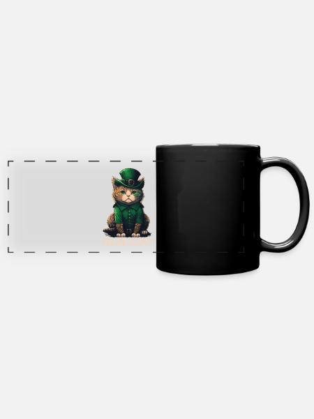 Feline Lucky St. Patty Day - Panorama-Tasse farbig - Schwarz