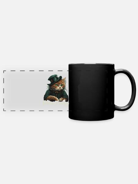 Feline Lucky St. Patty Day - Panorama-Tasse farbig - Schwarz