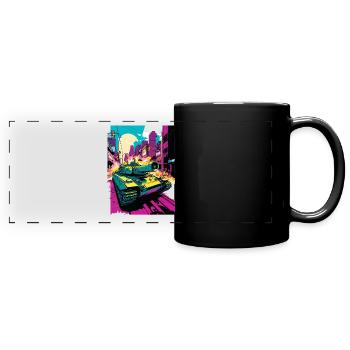 Panzer Pop Art Comic Style Leopard Panzer - Full Colour Panoramic Mug - black - Front