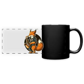 Renard jazz - Mug panoramique uni - noir - Devant