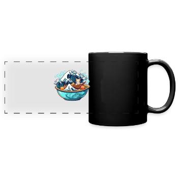 Japanisches Ramen Bowl T für Otaku Kawaii Neko - Panorama-Tasse farbig - Schwarz - Vorne